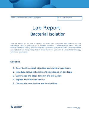 Lab Report Identification of Unknown Bacteria Updated - NAME: DATE: Lab ...