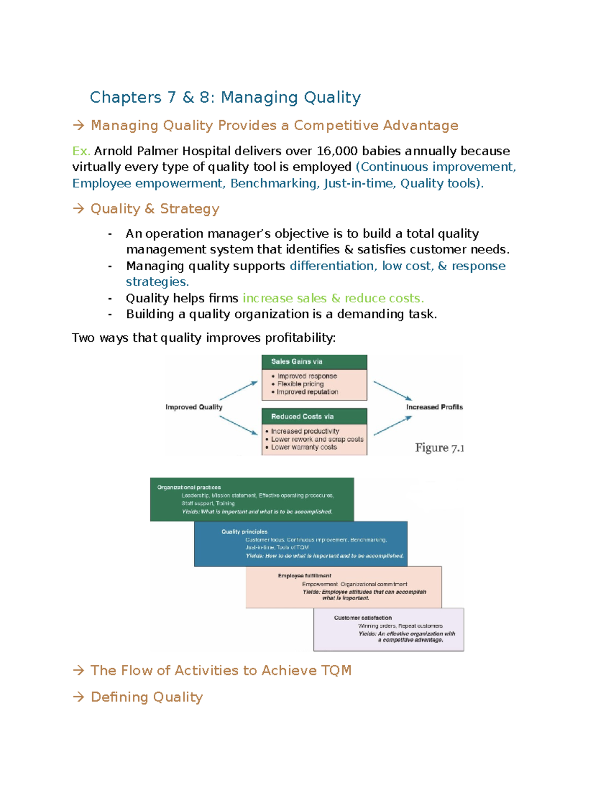 GMS 401 Test 2 Study Notes: Managing Quality and Supply Chain ...