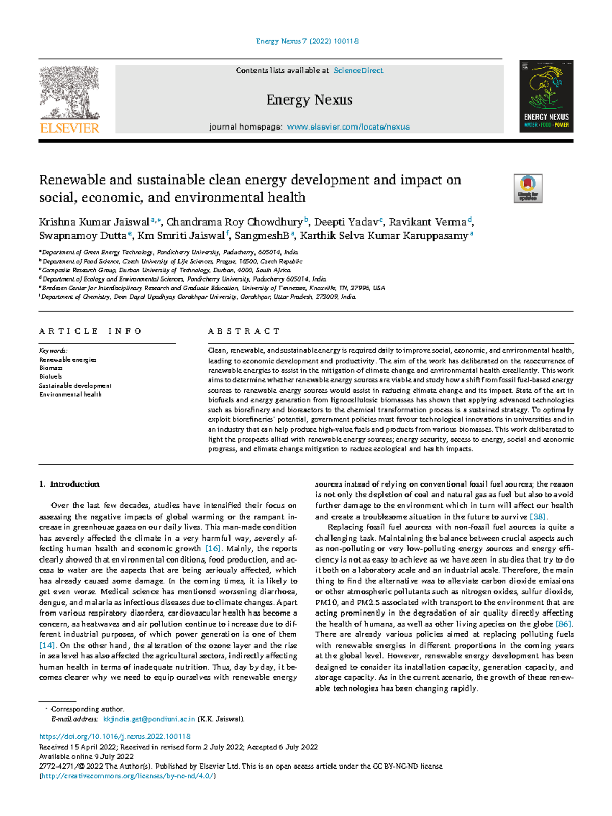 Renewable Energy Sources and Their Socioeconomic Effects: An In-Depth ...
