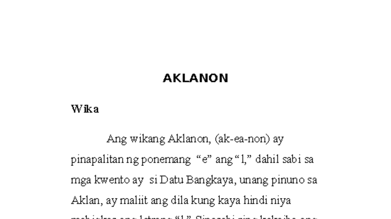 407051010 - Aklanon Wika: Pag-aaral ng mga Pangngalan at Kasangkapan ...