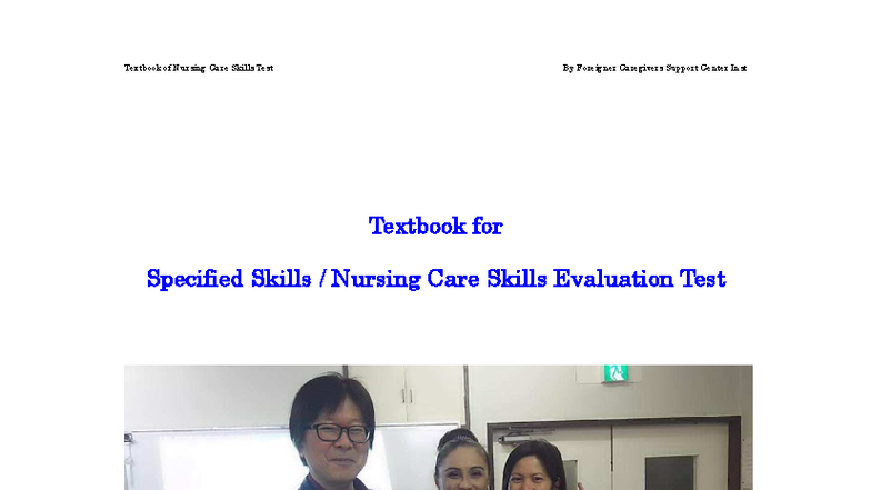 Nursing Care Skills Evaluation Test (NCS 101) - Textbook Overview - Studocu