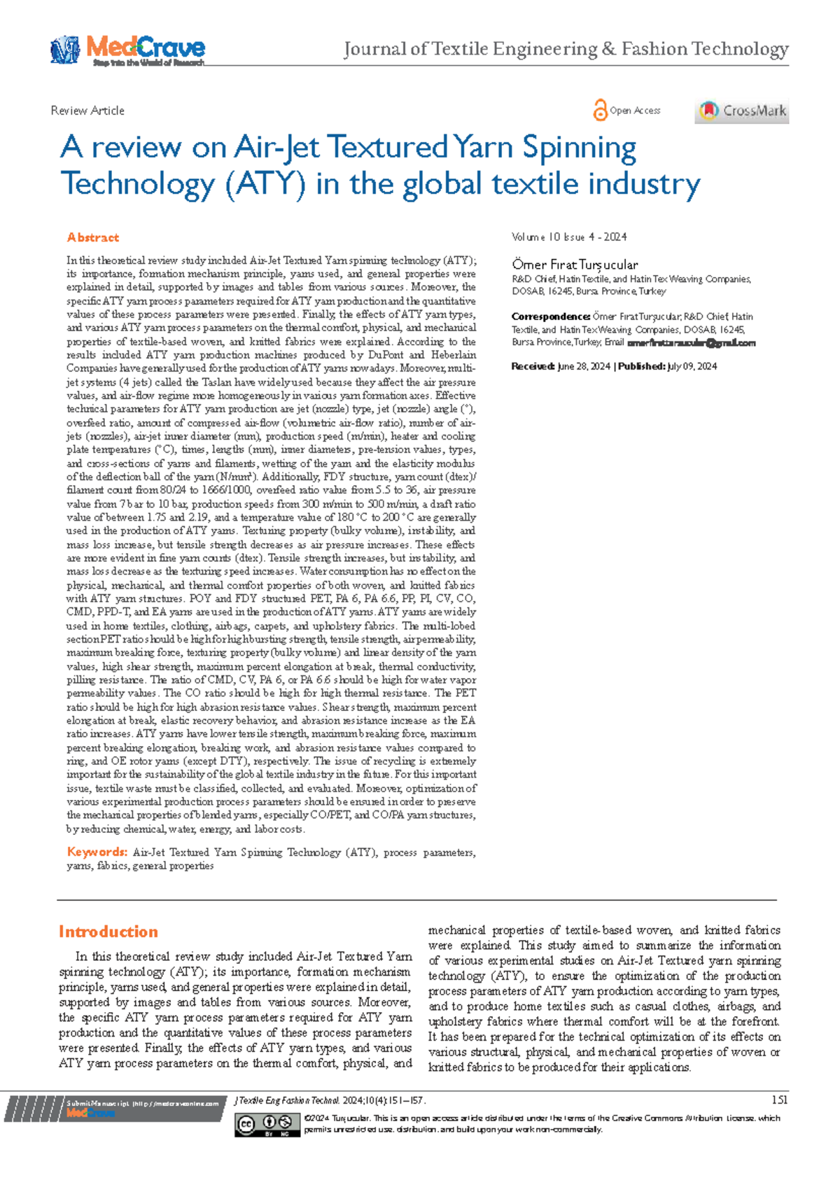 A Review on Textured Yarn Spinning Technology (ATY) in the Textile ...