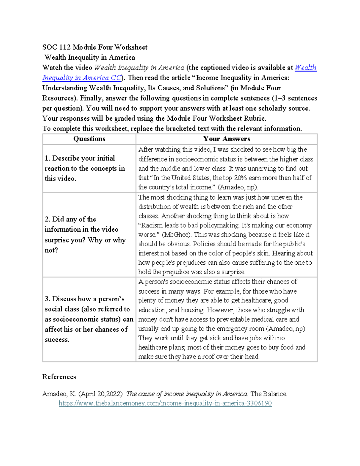 SOC 112 Module Four Worksheet: Analyzing Wealth Inequality in America ...