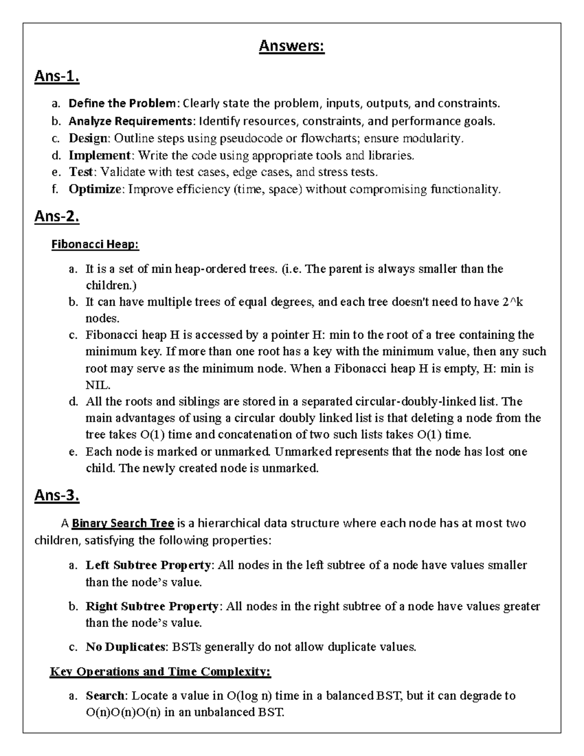 Answers - Daa important questions 2 marks - Answers: Ans-1. a. Define ...