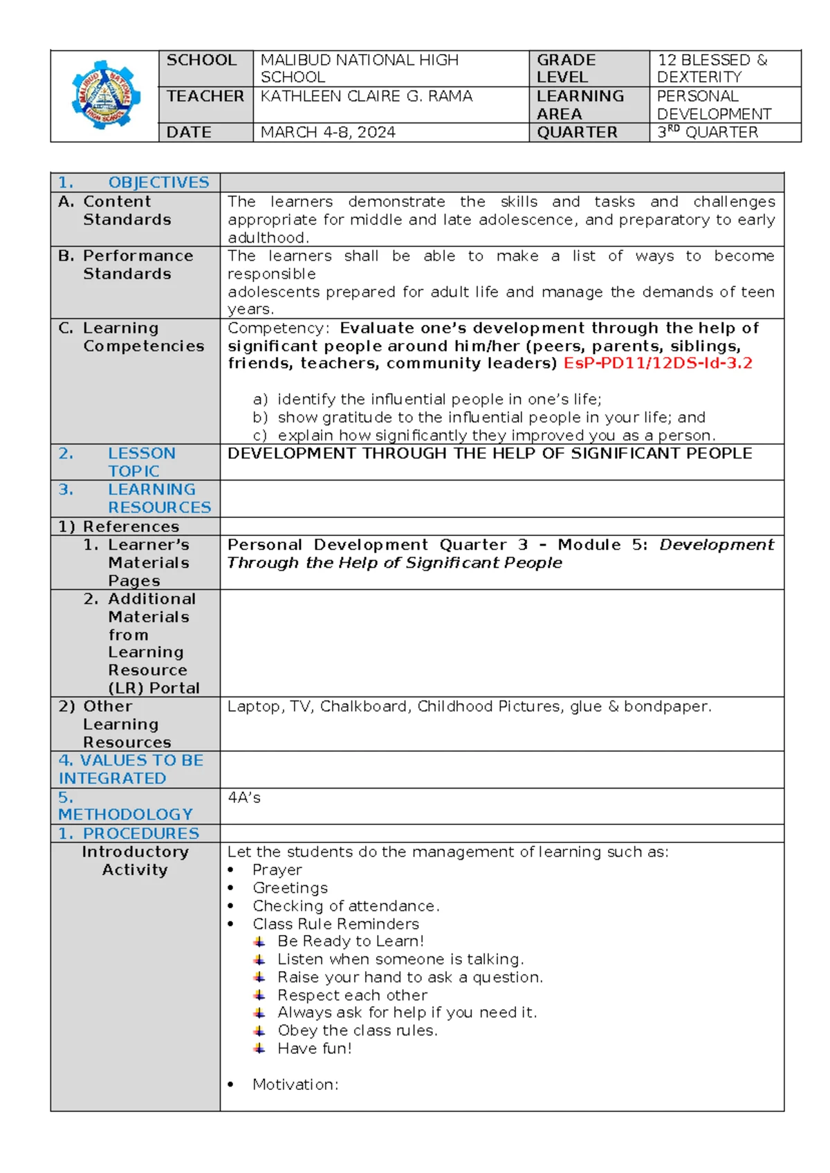 Personal Development Q3: Developmental Stages & Tasks Overview - Studocu