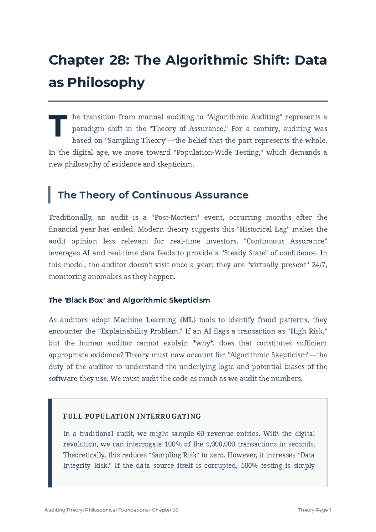 Chapter 28: The Algorithmic Shift in Auditing Theory - Studocu