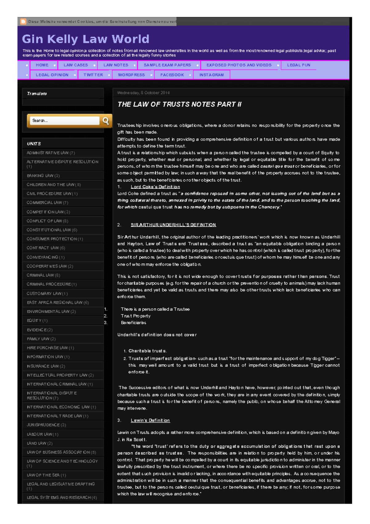 Notes on Law of Trusts (LAW 101) - Part II - Studocu
