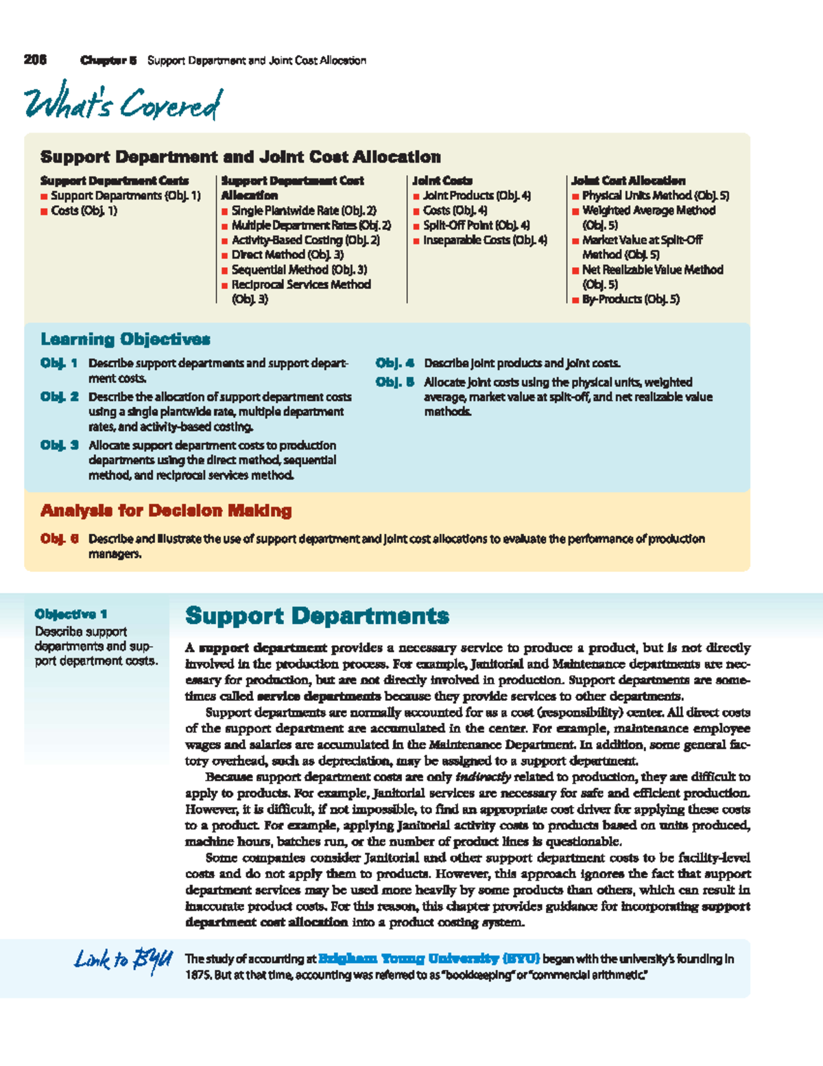 206 Chapter 5: Support Department and Joint Cost Allocation Overview ...