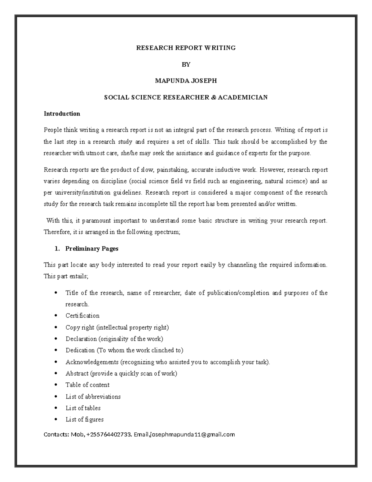 Research Report Writing Guidelines - Mp1 Study Resource - Studocu