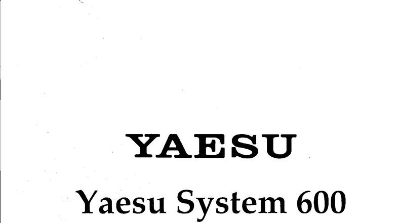 YAESU System 600 Service Manual: Comprehensive Guide - Studocu