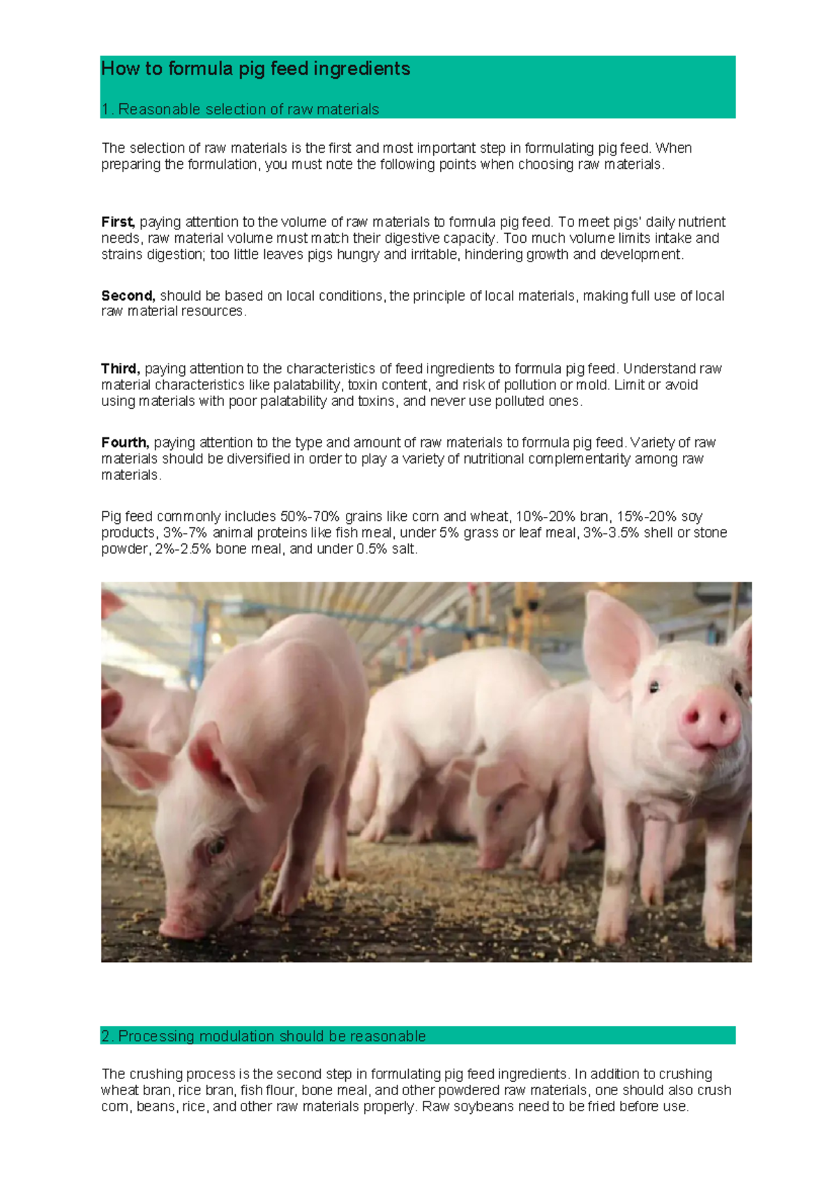 Best Pig Feed Formulation & Ingredients for Different Stages - Studocu