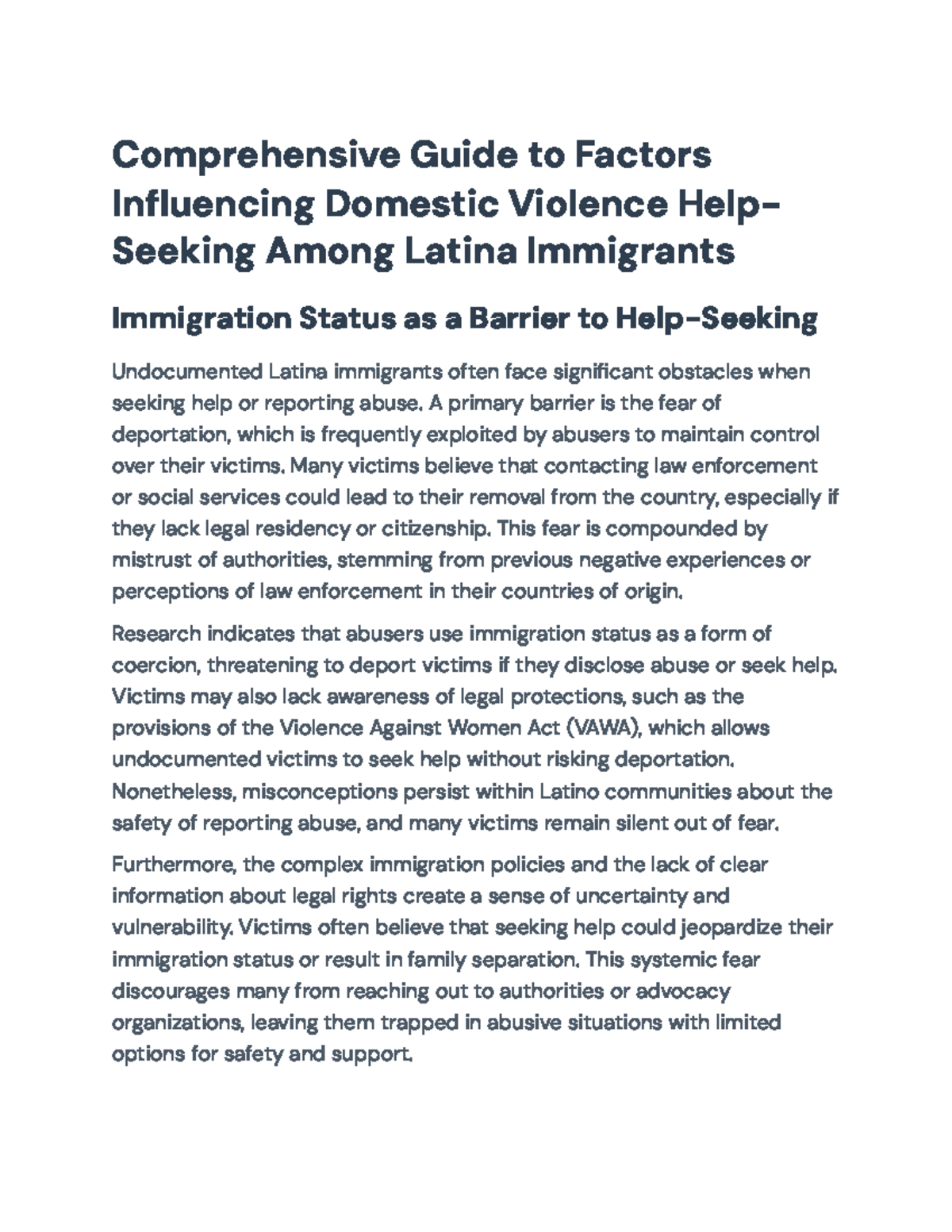Comprehensive Guide to Domestic Violence Help-Seeking Barriers for ...
