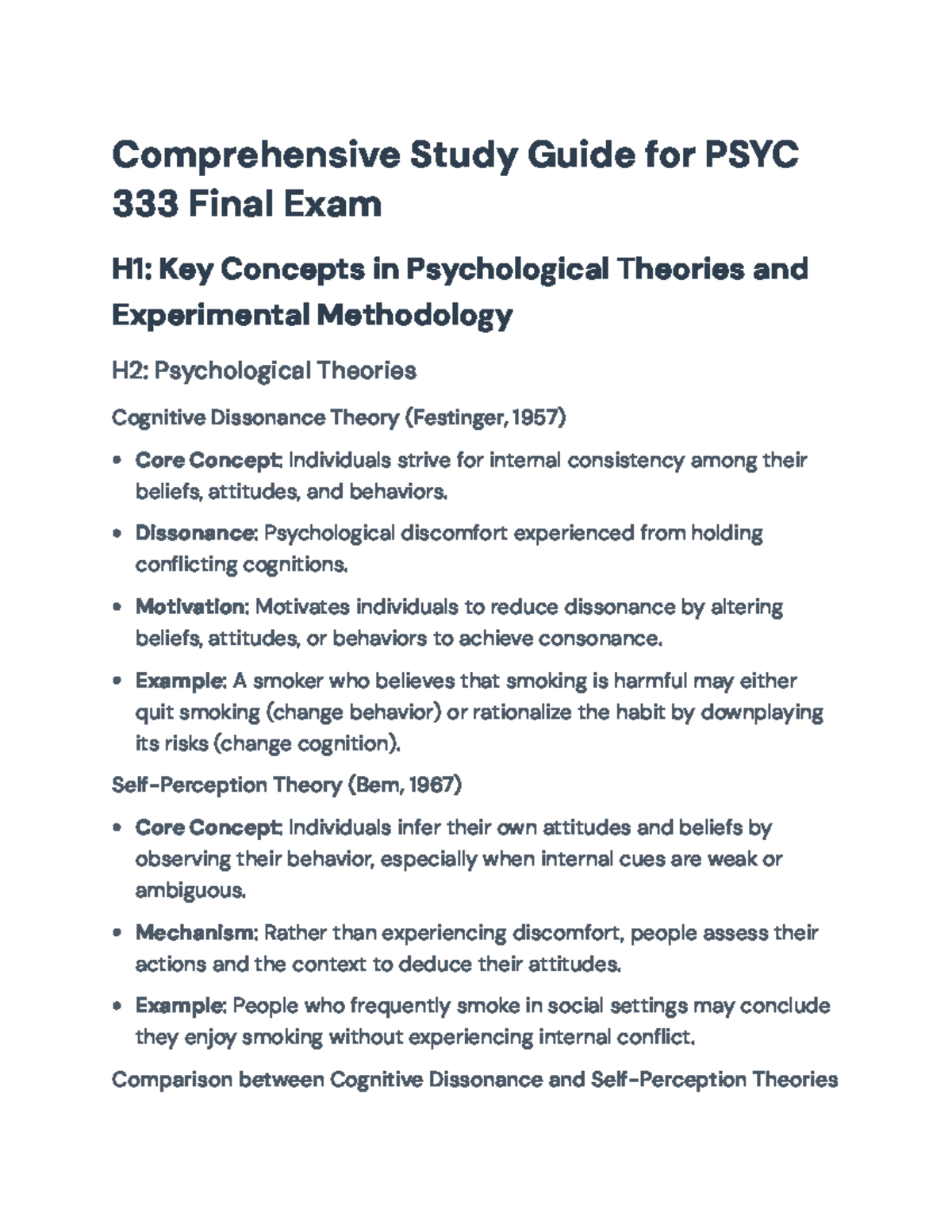 Comprehensive Study Guide for PSYC 333 Final Exam: Key Theories ...