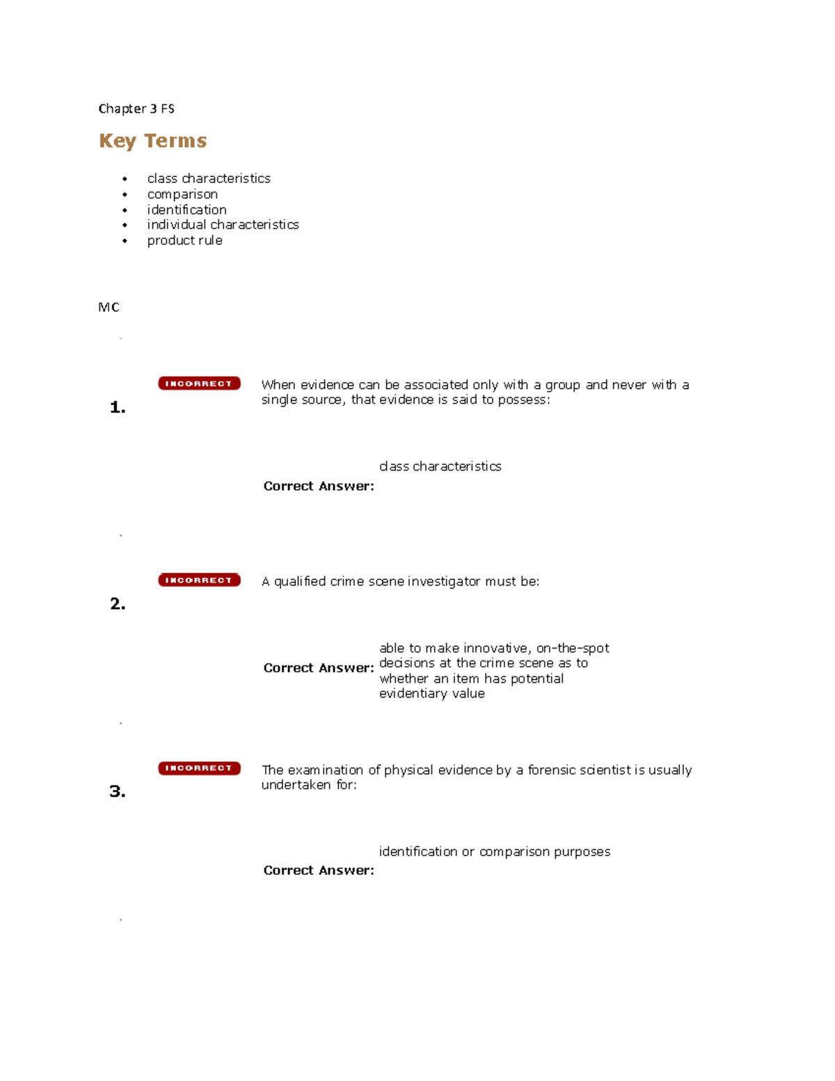 Forensic Science CH 3: Key Terms and Concepts Overview - Studocu