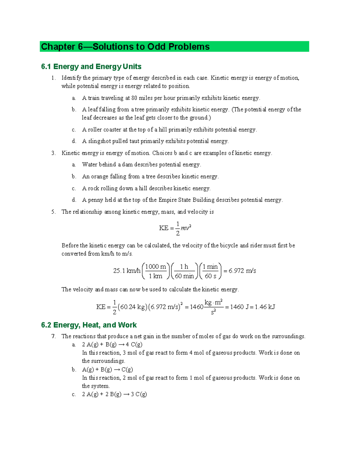 Chapter 6: Energy and Energy Units - Odd Problems Solutions (IGCRF 2 ...
