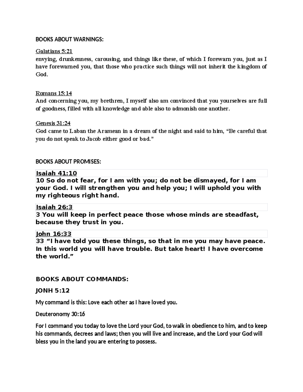 BOOKS ON WARNINGS, PROMISES, AND COMMANDS: A Biblical Study - Studocu