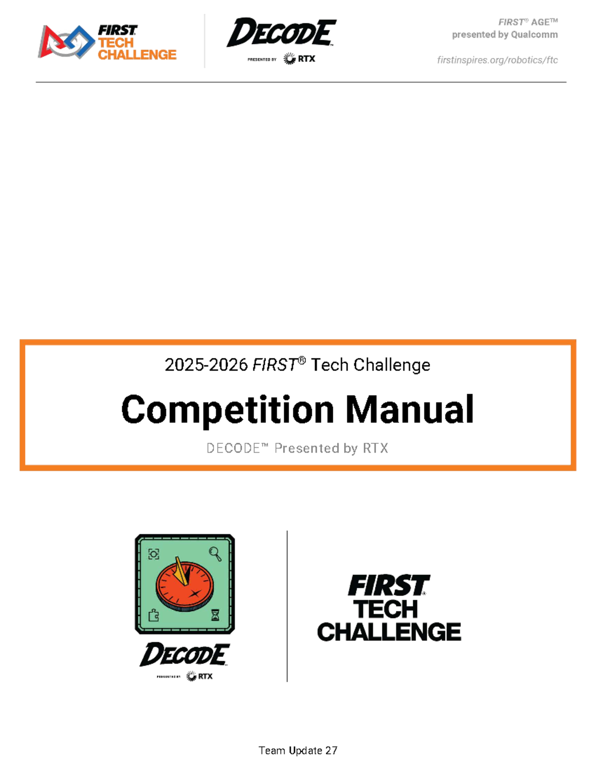 Tech Challenge Competition Manual: Decode Game Update TU27 - Studocu