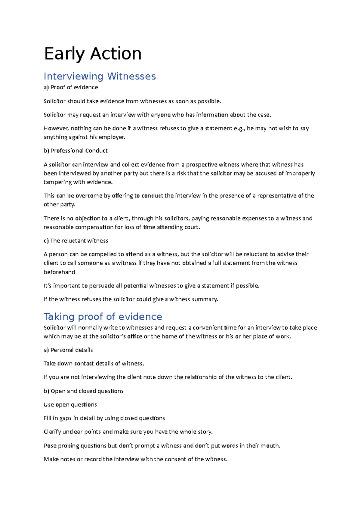 Civil Litigation: Interviewing Witnesses & Expert Evidence Guide - Studocu