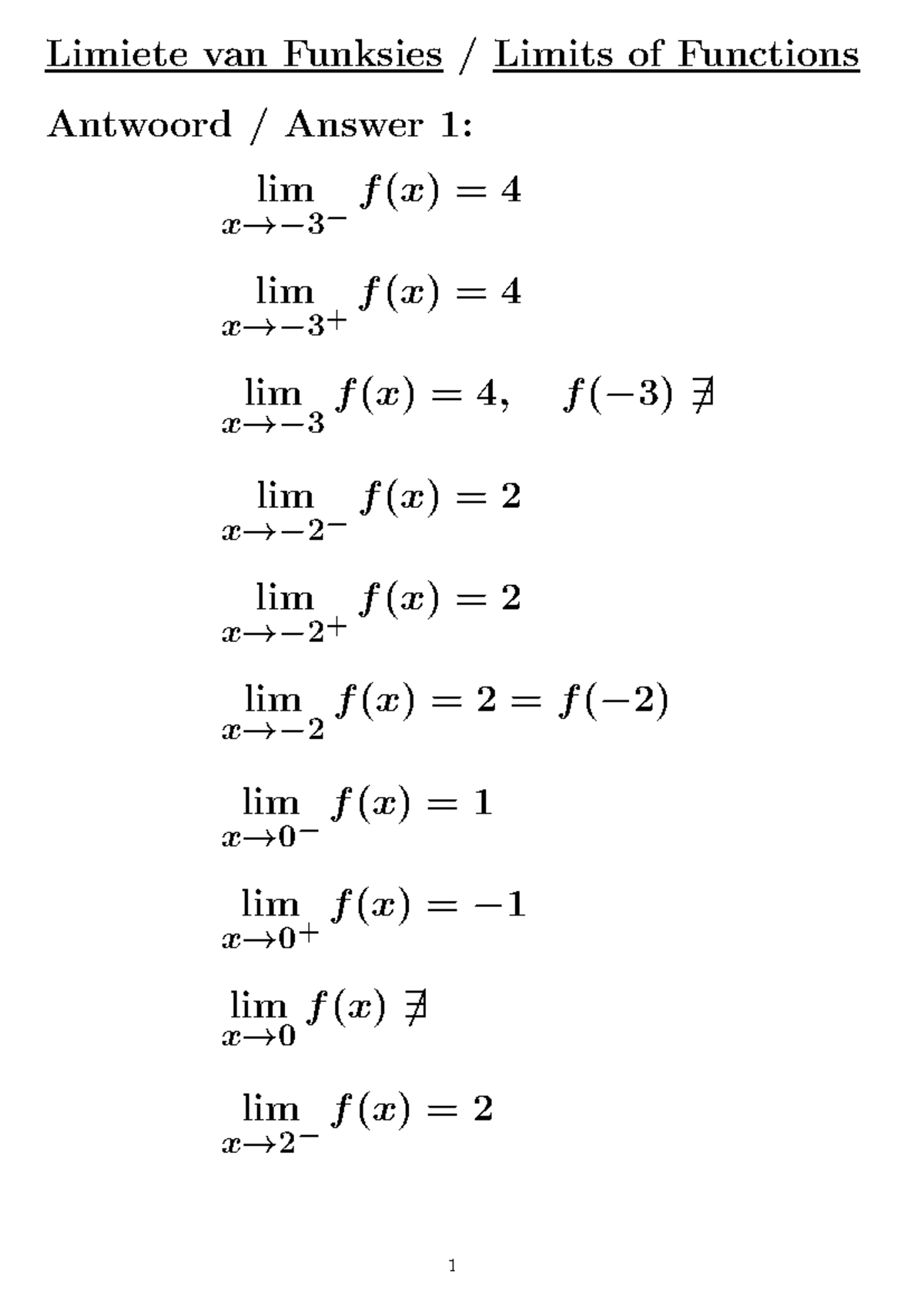 Mths111 SU2 Homework Answers: Limits of Functions Explained - Studocu