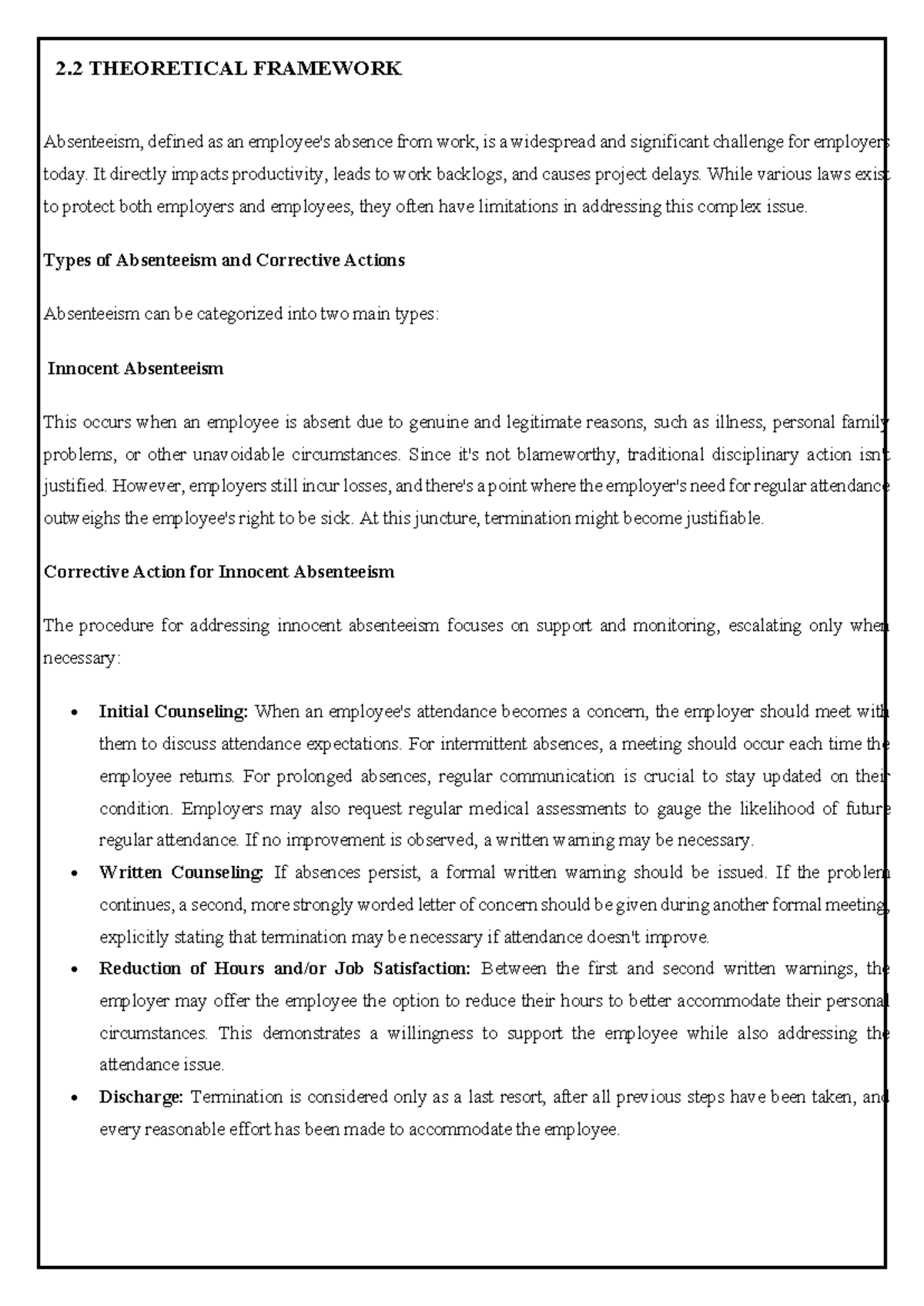 4 - Assignment: Addressing Absenteeism in the Workplace - Studocu