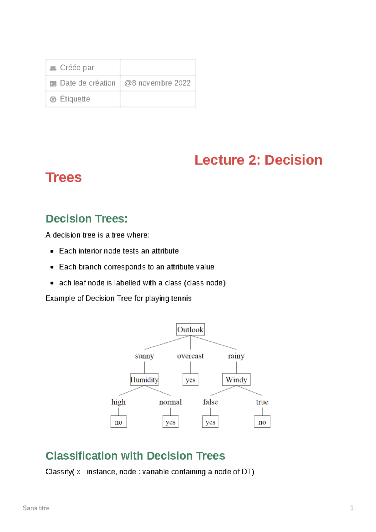 Lecture Notes: Decision Trees and Model Validation (CS101) - Studeersnel