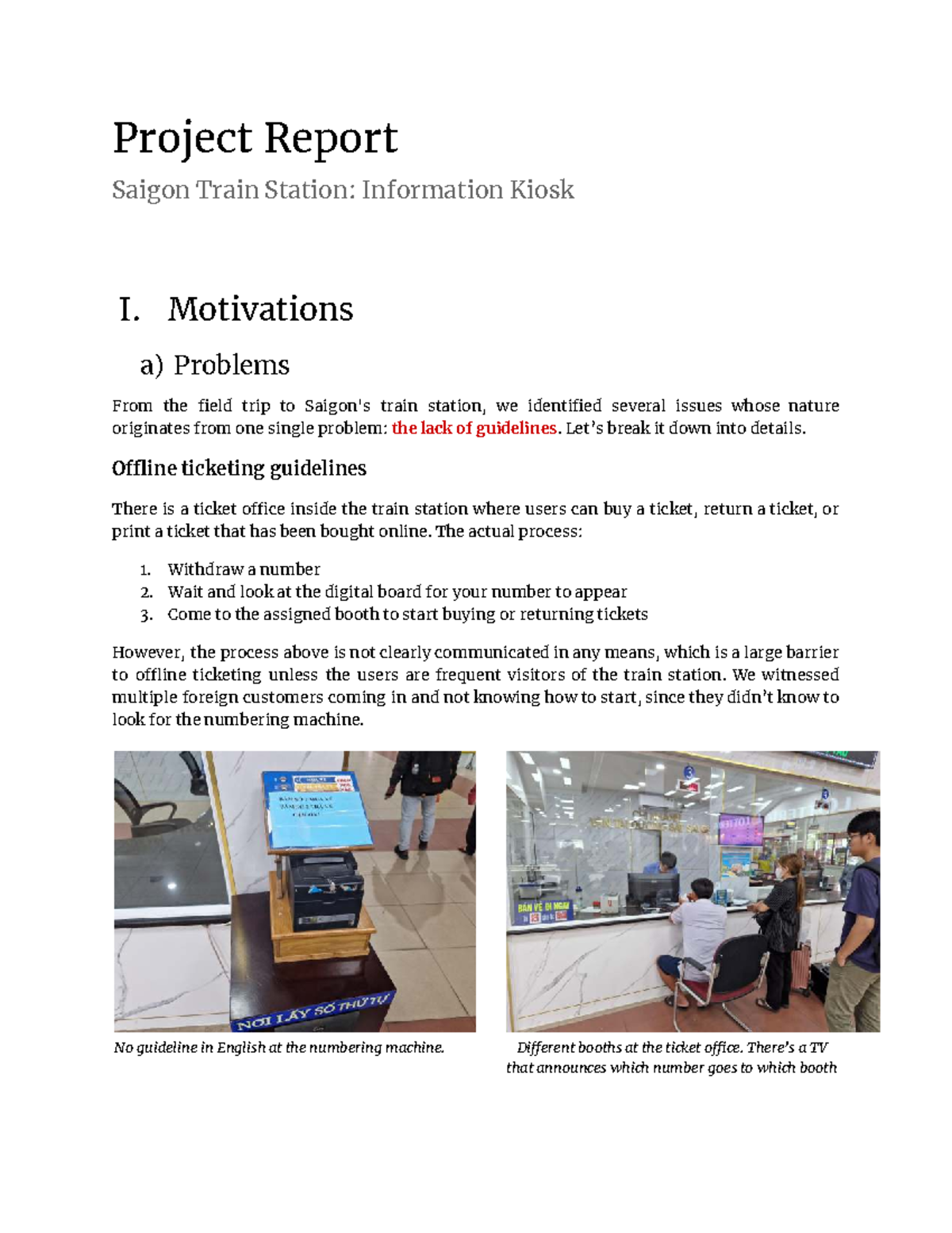 Project Report: Enhancing User Experience at Saigon Train Station Kiosk ...