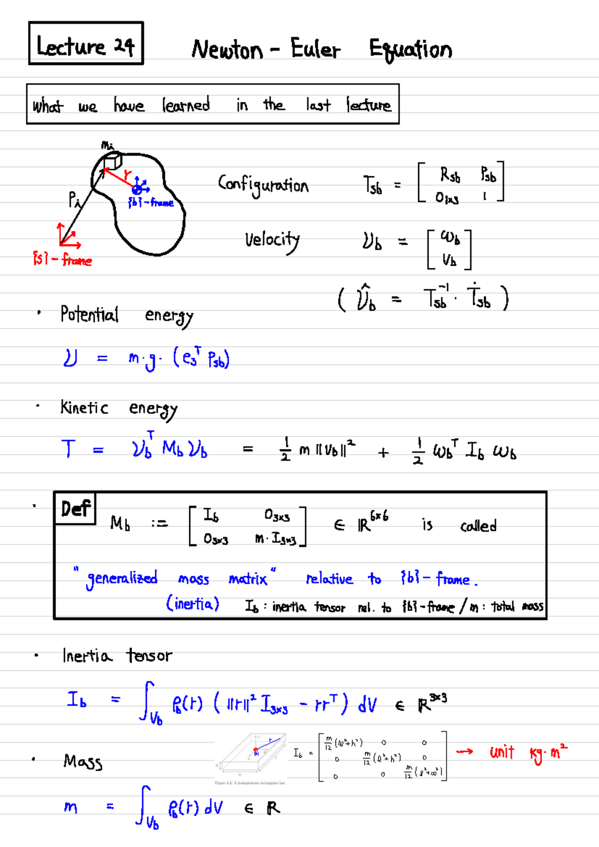 Lecture 24: Newton - Euler Equation - Studocu