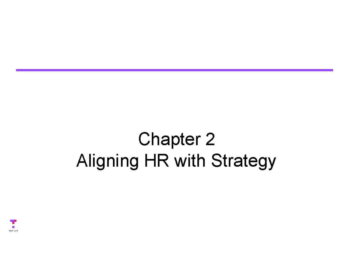 Chapter 2 - Aligning HR with Strategy - Chapter 2 Aligning HR with ...