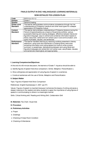Draftlpscience final - DLP - I. Objectives: At the end of the 45 ...
