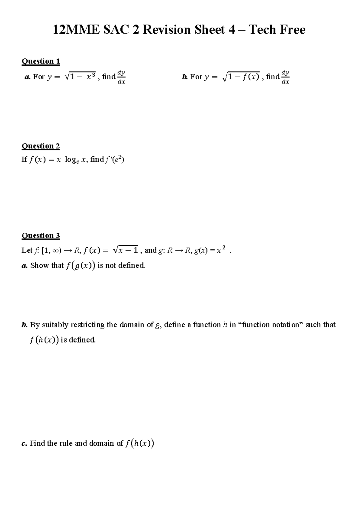 SAC 2 Revision Sheet 4 - General Revision - 12MME SAC 2 Revision Sheet ...