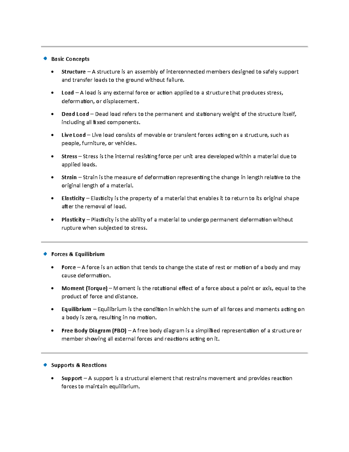 Structural Theory Notes: Key Concepts and Definitions - Studocu