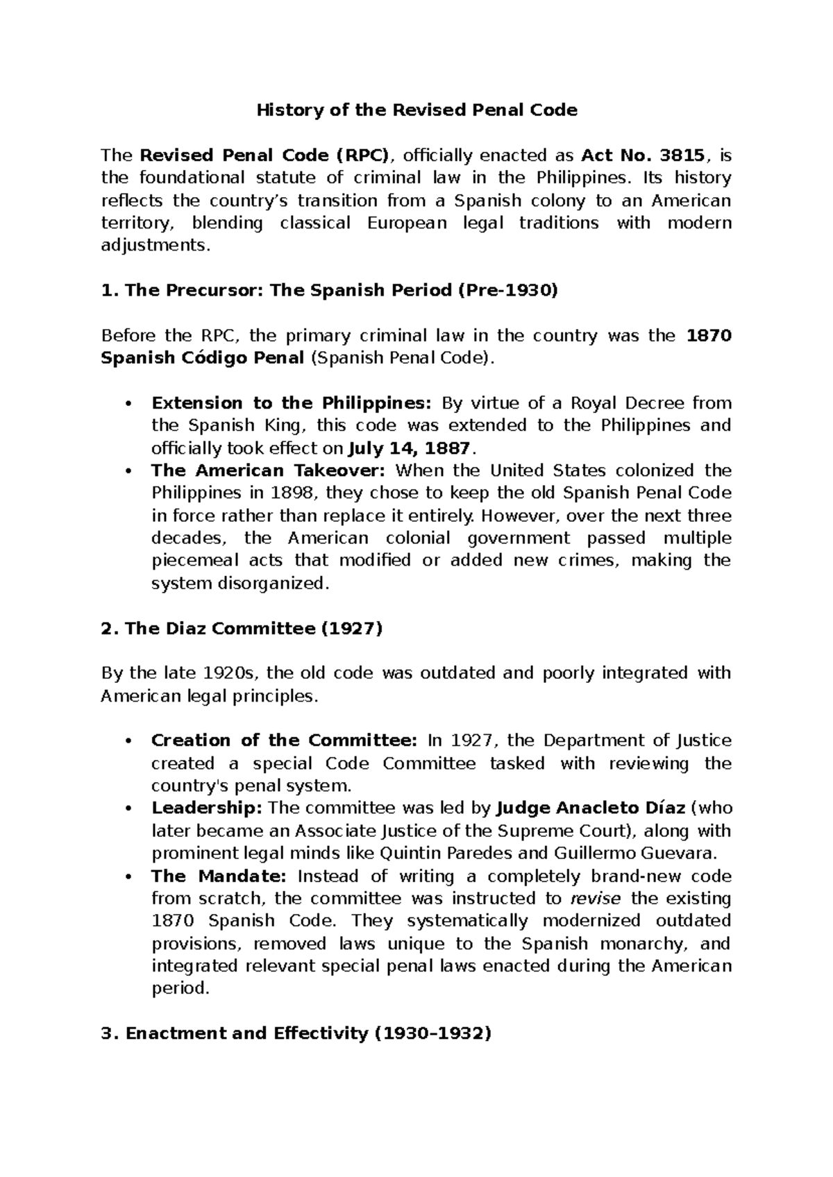 History of the Revised Penal Code (RPC): From Spanish to American Law ...