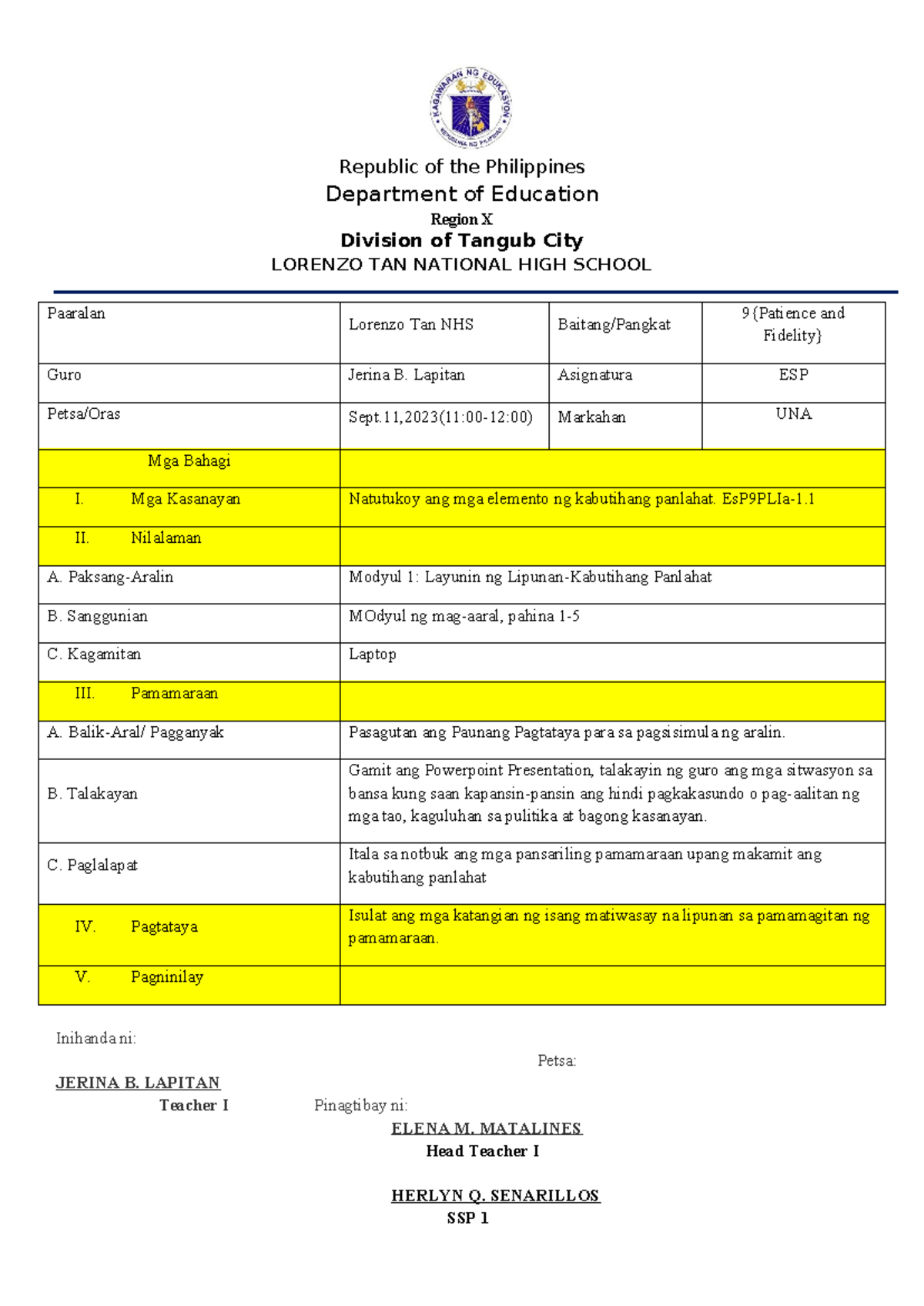 Dll-esp-9 - Learning Module - Department of Education Region X Division ...