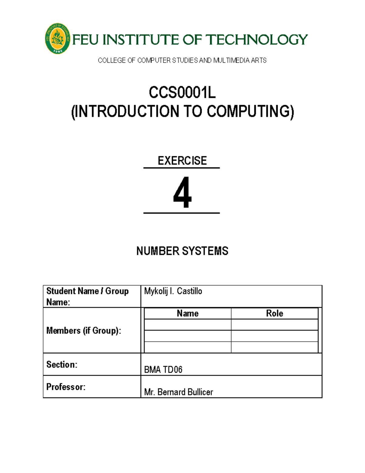 [M4- Technical] Exercise 4: Understanding Number Systems in CCS0001L ...