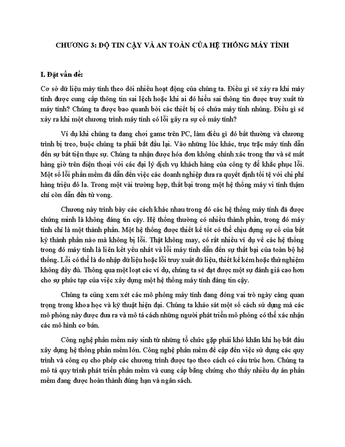 Chuong 3 do tin cay va an toan cua he thong may tinh - CHƯƠNG 3: ĐỘ TIN ...