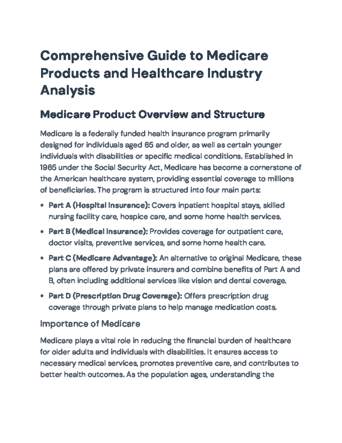 Comprehensive Analysis of Medicare Products: Insights & Trends - Studocu