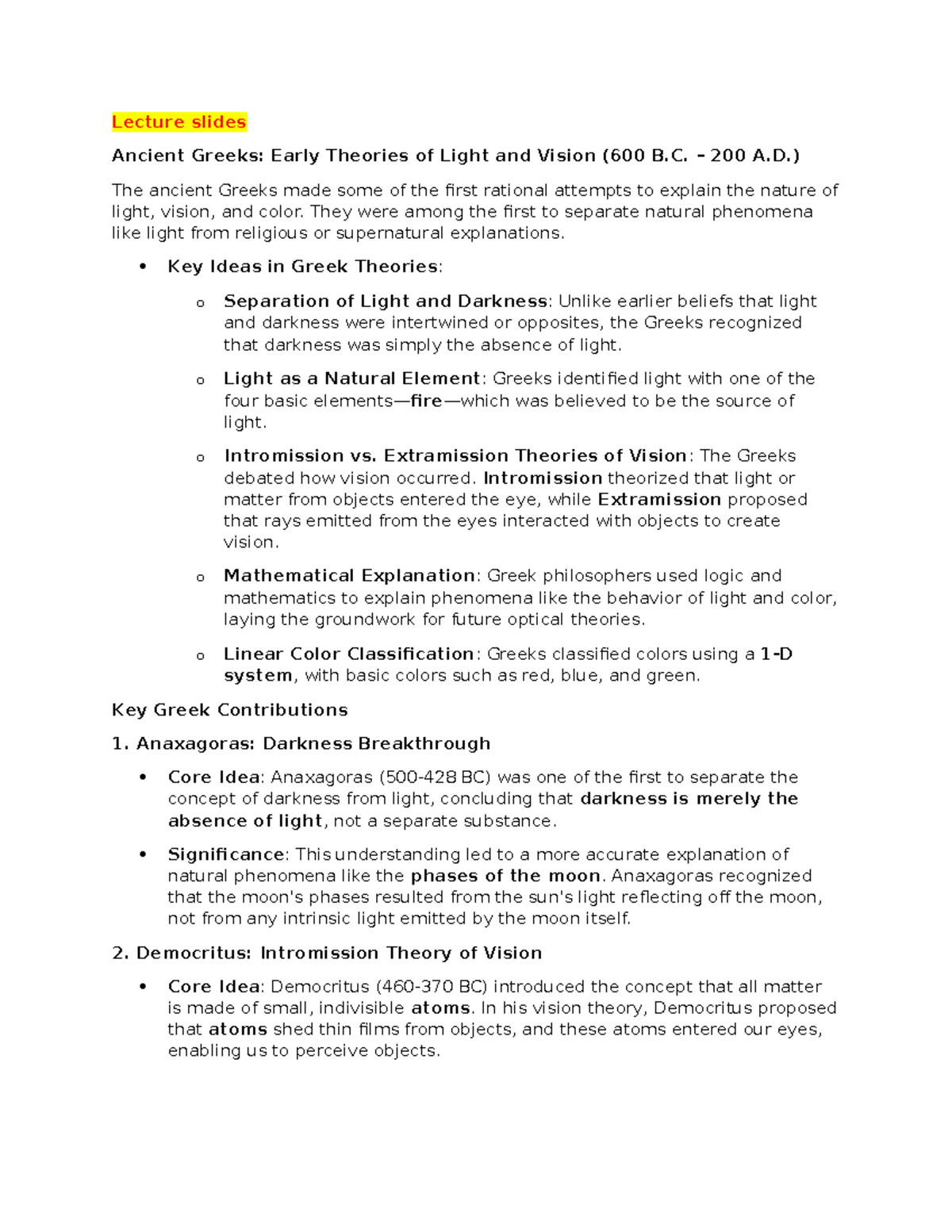 3 - PROGRAM EVALUATION LECTURE NOTES ON LIGHT & VISION THEORIES - Studocu