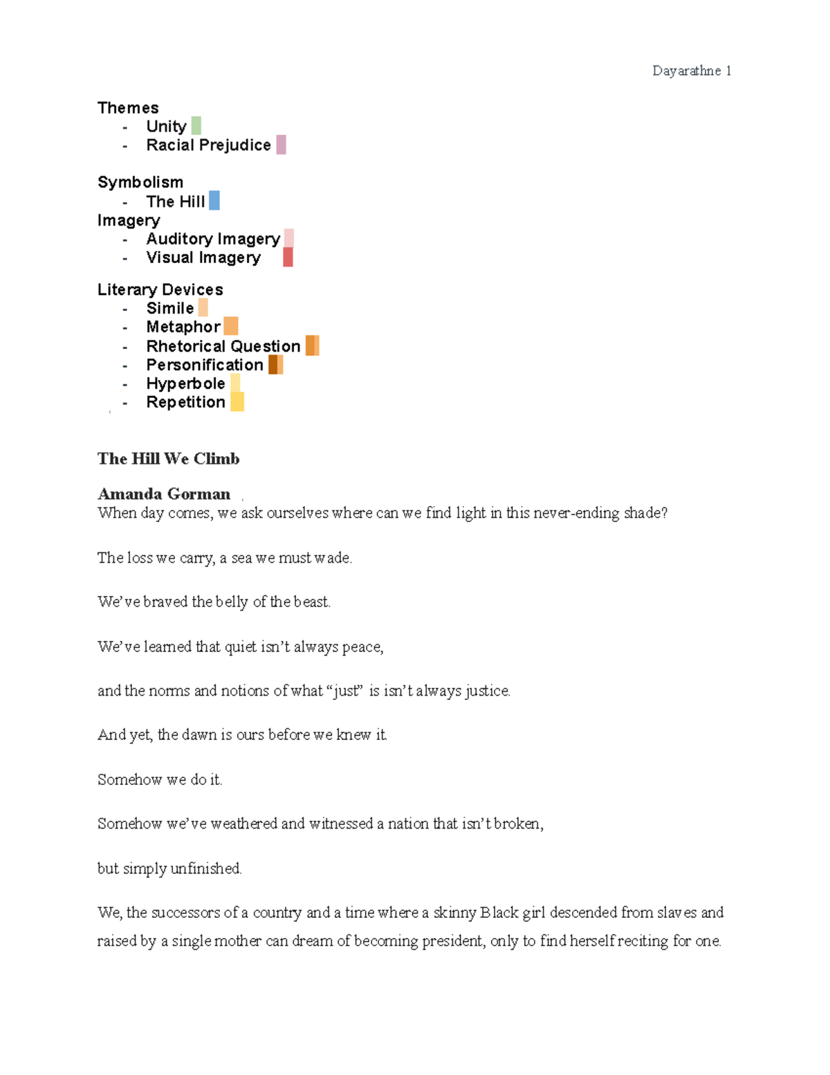 ENG4U - The Hill We Climb: Fishbowl Notes & Guided Questions #3 - Studocu