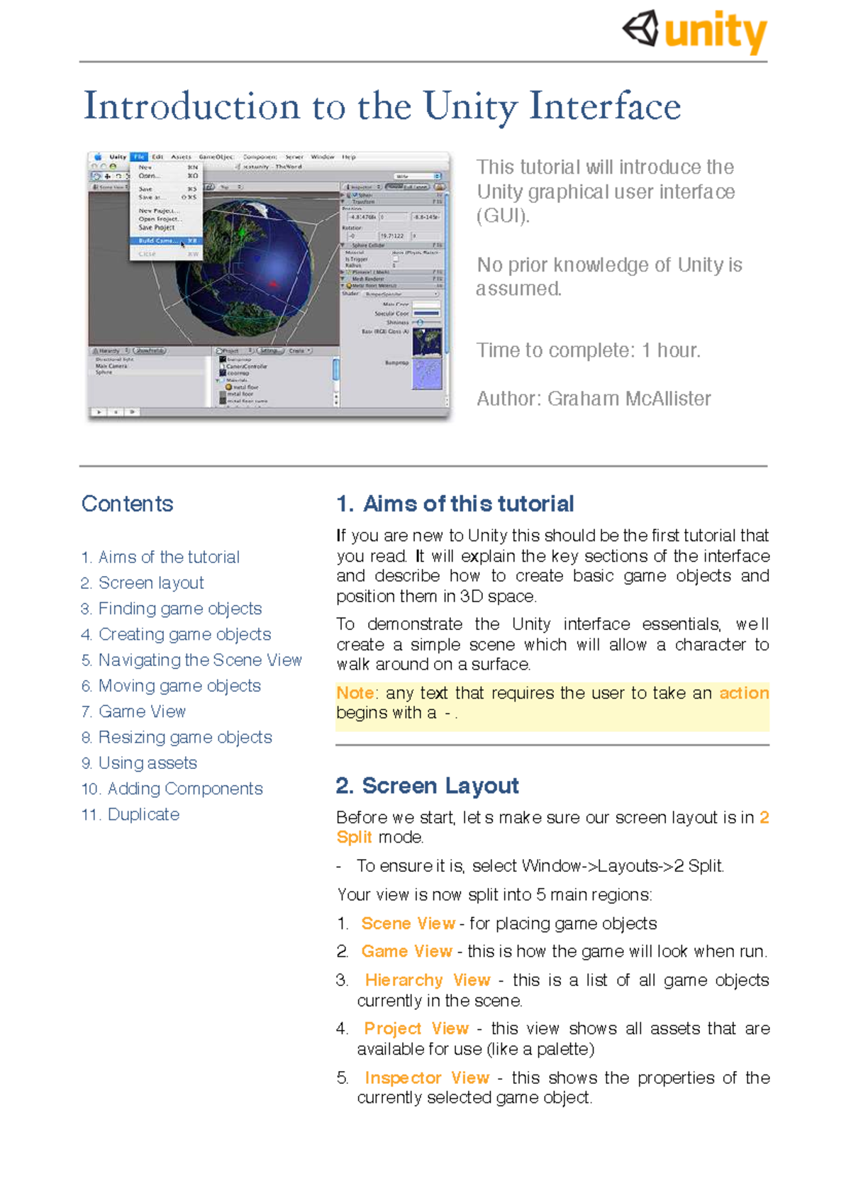 Unity GUI Essentials Tutorial: Introduction to the Interface - Studocu