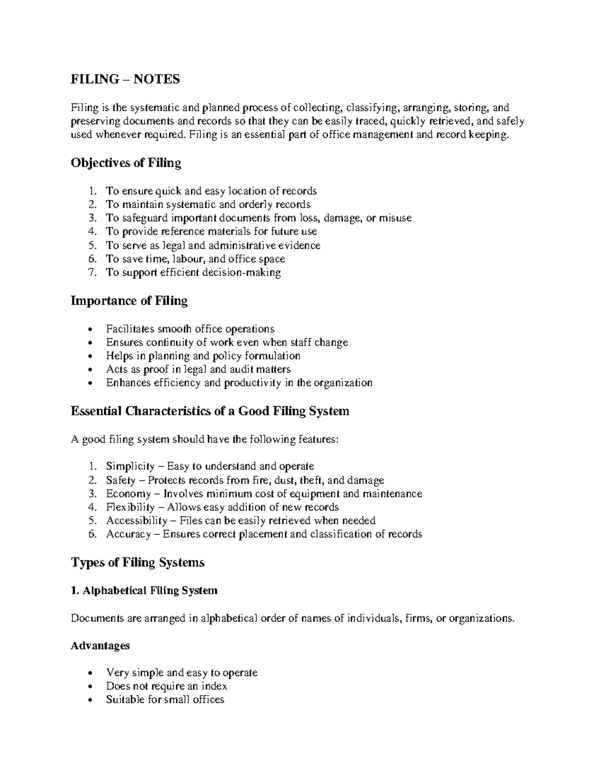 FILING NOTES: Lecture Notes on Effective Document Management - Studocu