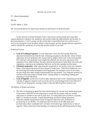 Memo Rough Draft - Memo - To: Mrs Young, HR Department Manager From ...