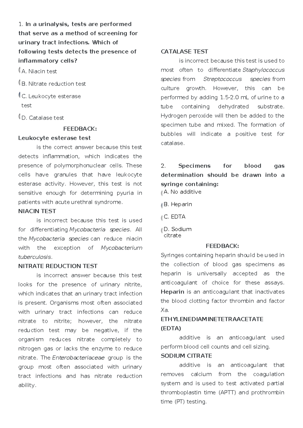 Labce - Urinalysis and Microbiology Exam Notes (Course Code: LAB101 ...