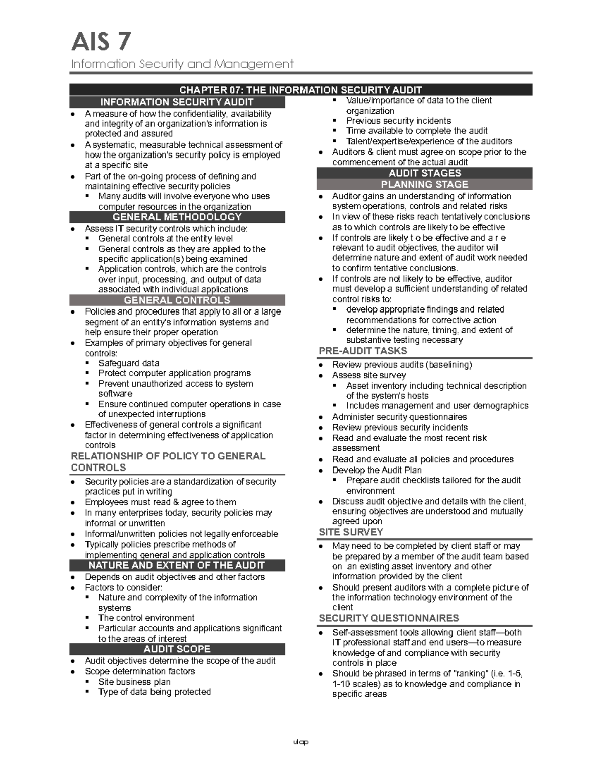 AIS 7 Information Security and Management CHAPTER 07: Information ...