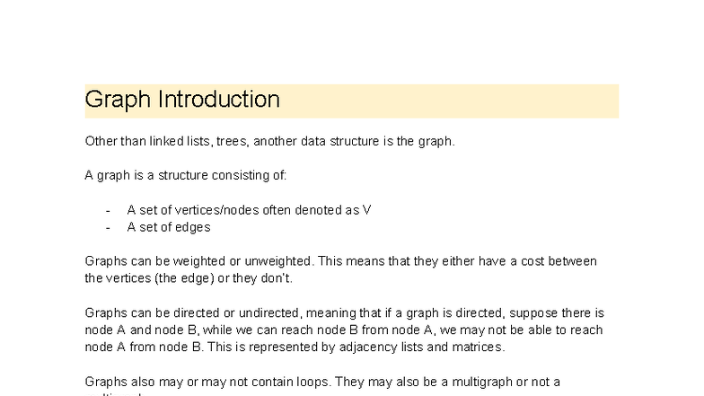 Data Structures and Algorithms - Graph Notes - Graph Introduction Other ...