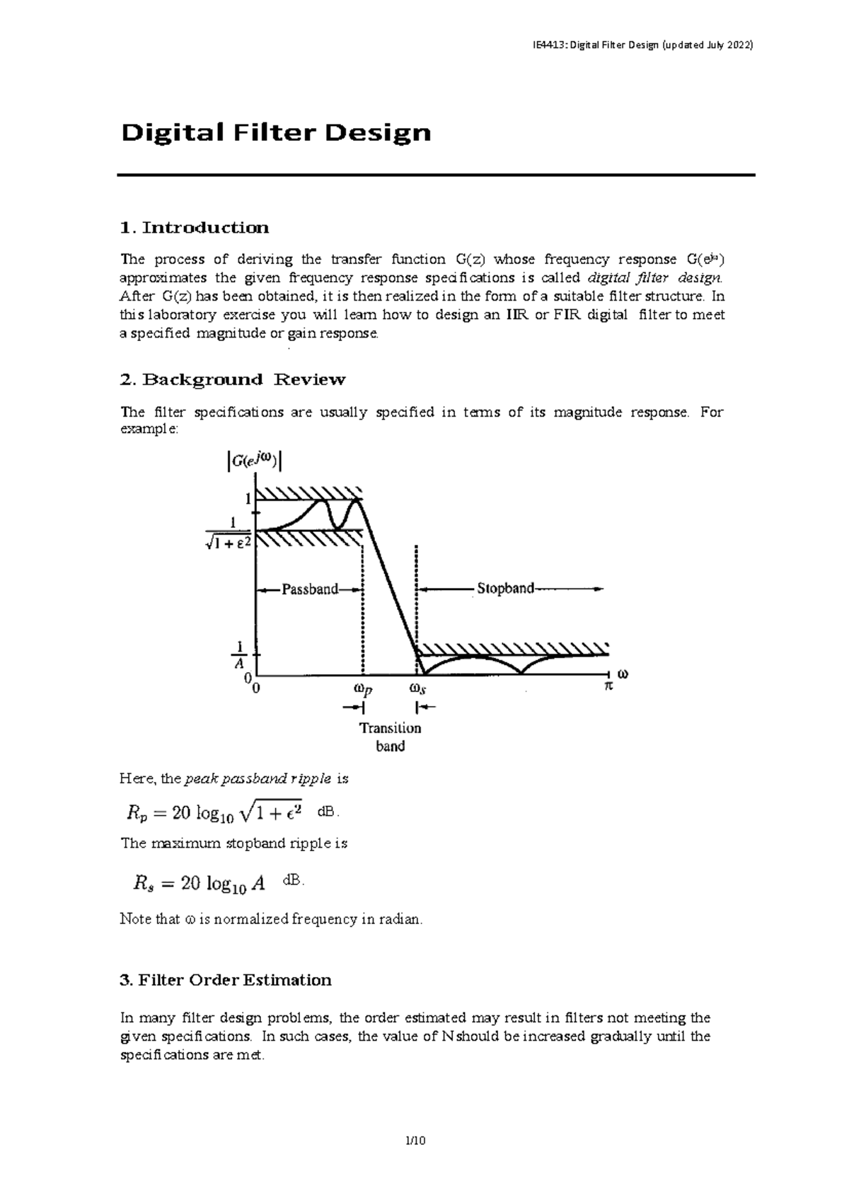 Digital Filter Design - Exercise 5: IIR & FIR Filter Techniques - Studocu