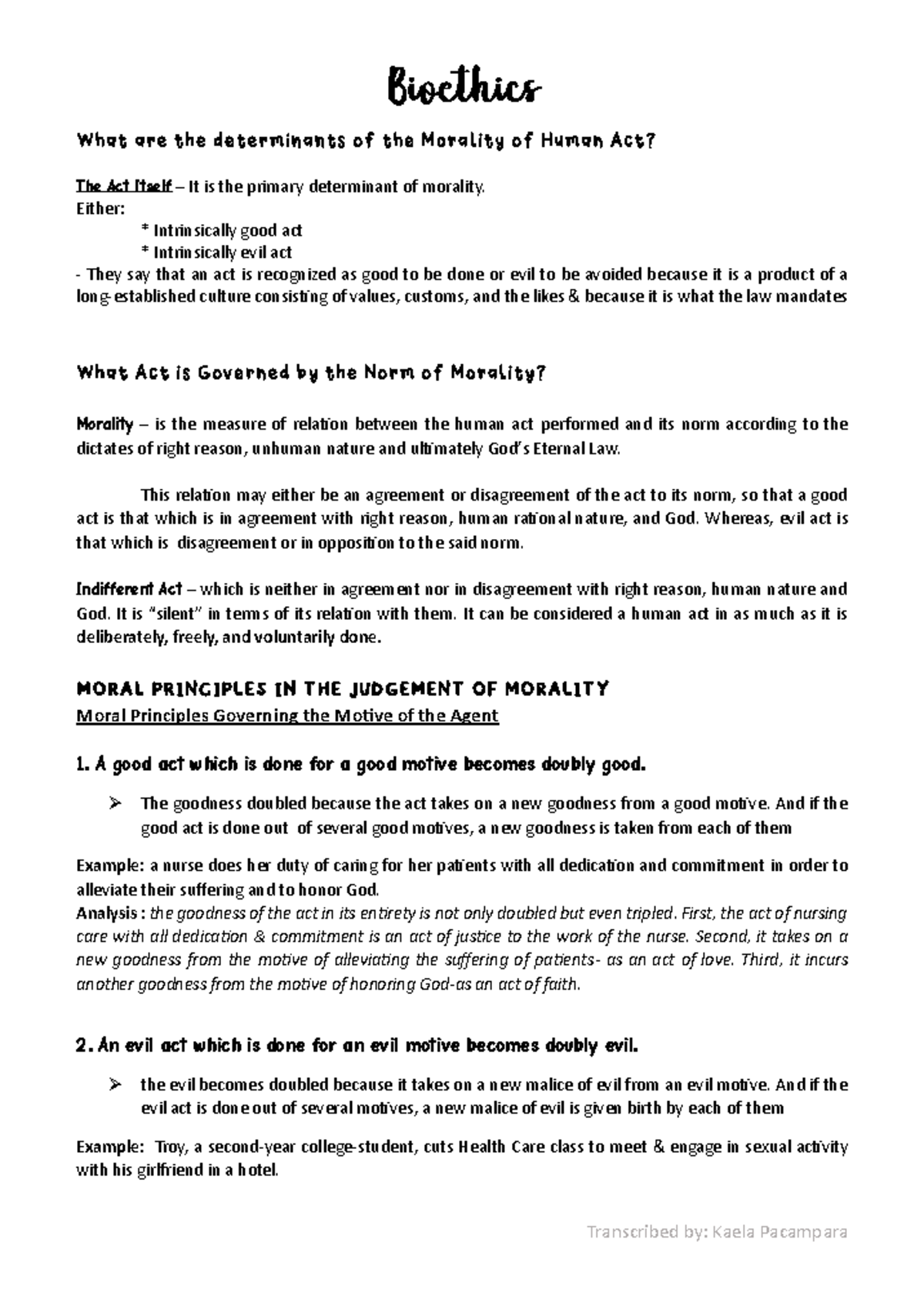 Bioethics 101 - Comprehensive Notes for Exams and Review Sessions - Studocu