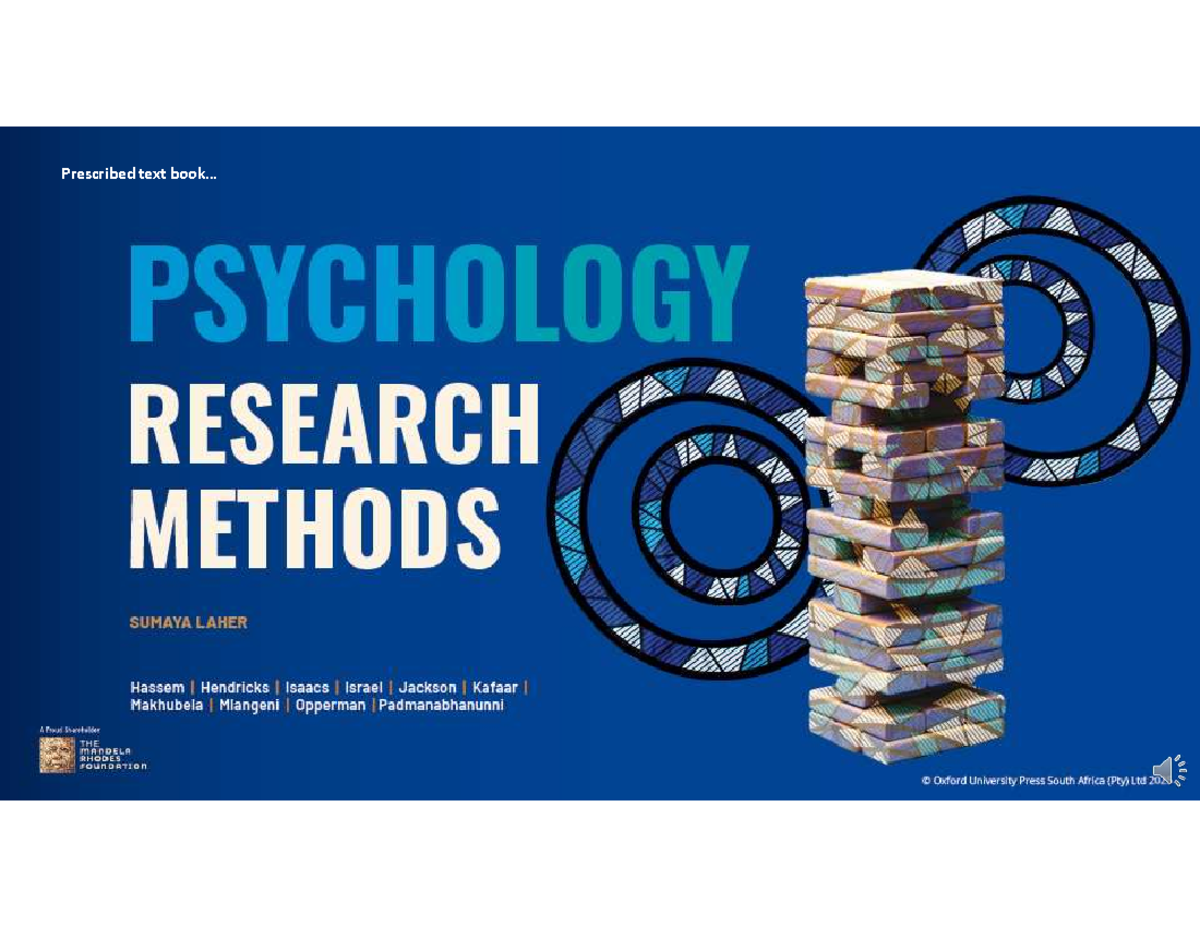 PSYCHOLOGY RESEARCH METHODS: Week 1 Lecture Notes - Studocu