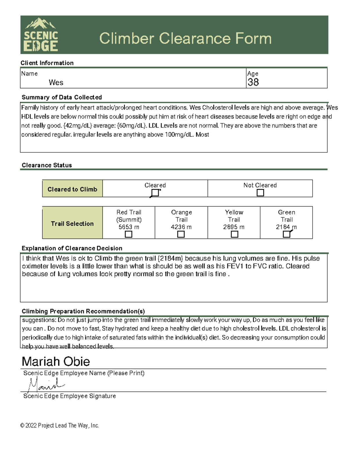 Kami Export - Climber Clearance Form for Client Data Collection - Studocu