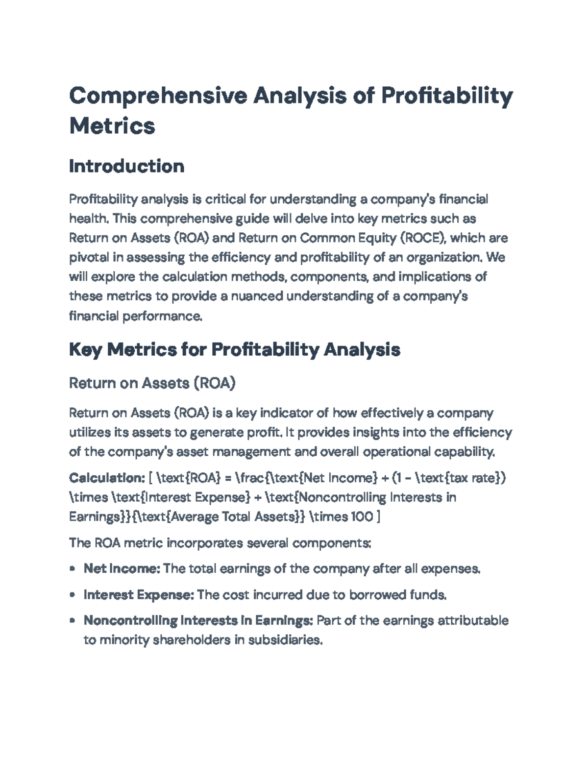 Comprehensive Guide to Profitability Metrics: ROA and ROCE Analysis ...