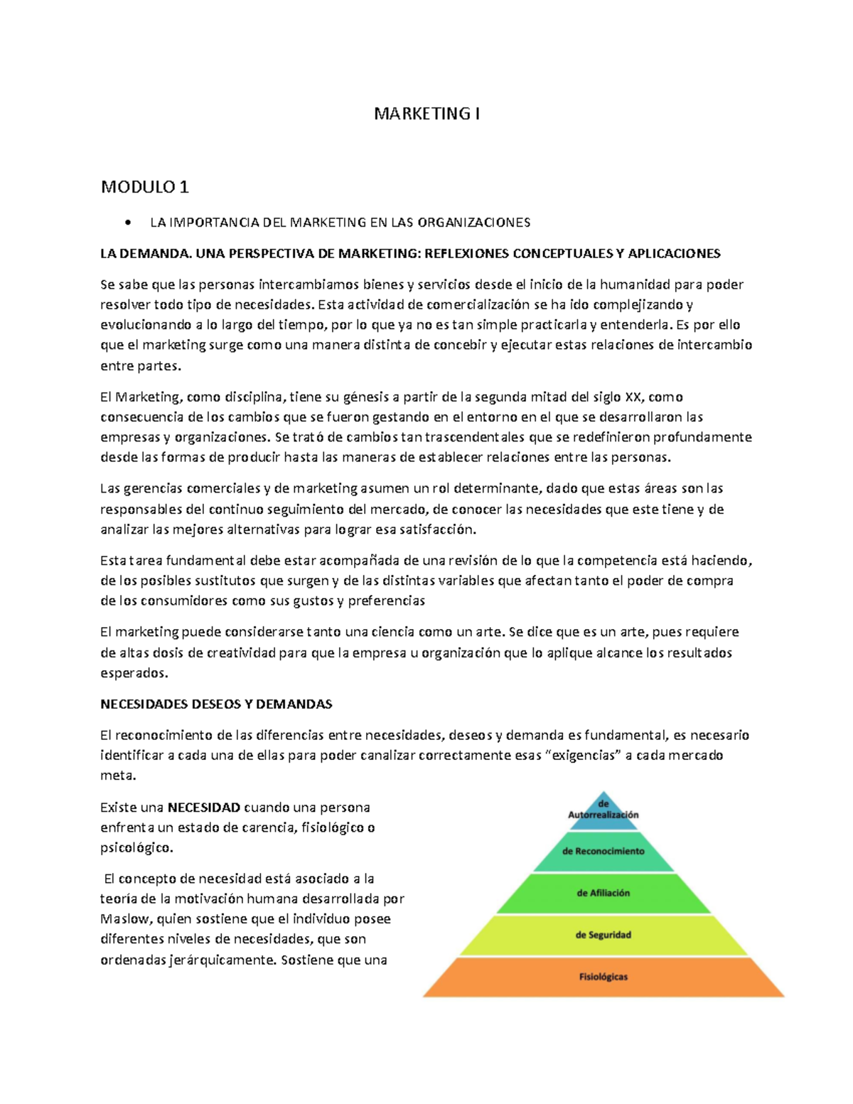 Resumen de Marketing I Módulos 1 y 2 - Studocu